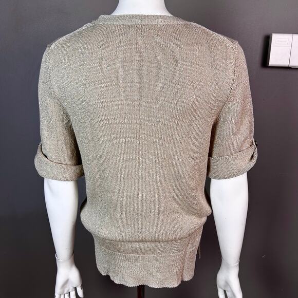 Massimo Dutti sweater Large lightweight linen belted v-neck blouson minimalist - Picture 7 of 14